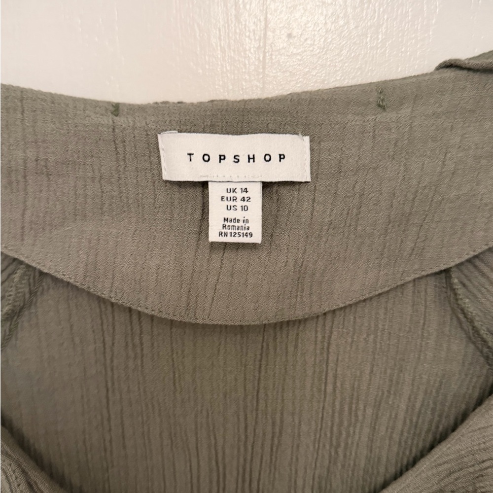 Topshop Olive Button-Up Ruffle Blouse - Picture 4 of 6